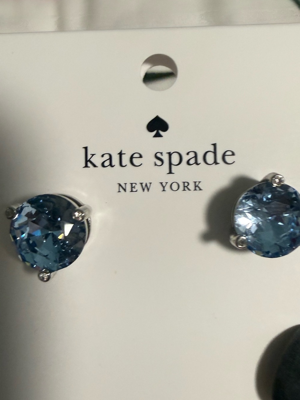 kate spade Light Blue Crystal Stud Earrings with with Dust Bag! NWT - Picture 2 of 4